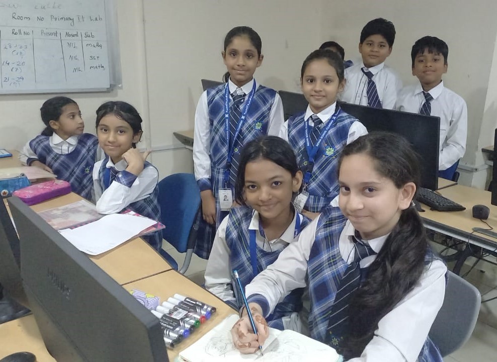 Happy primary students